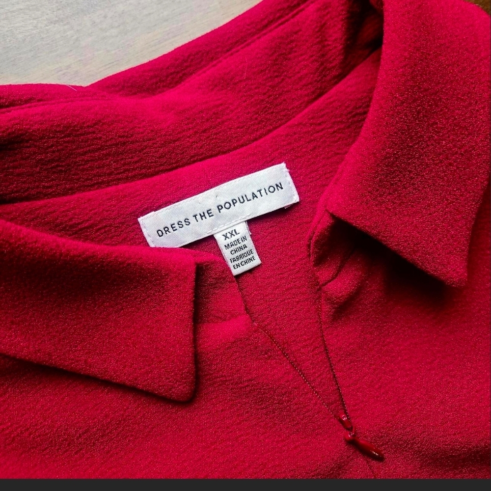 Dress the Population Red Puff Sleeve Dress – XXL – Holiday / Cocktail